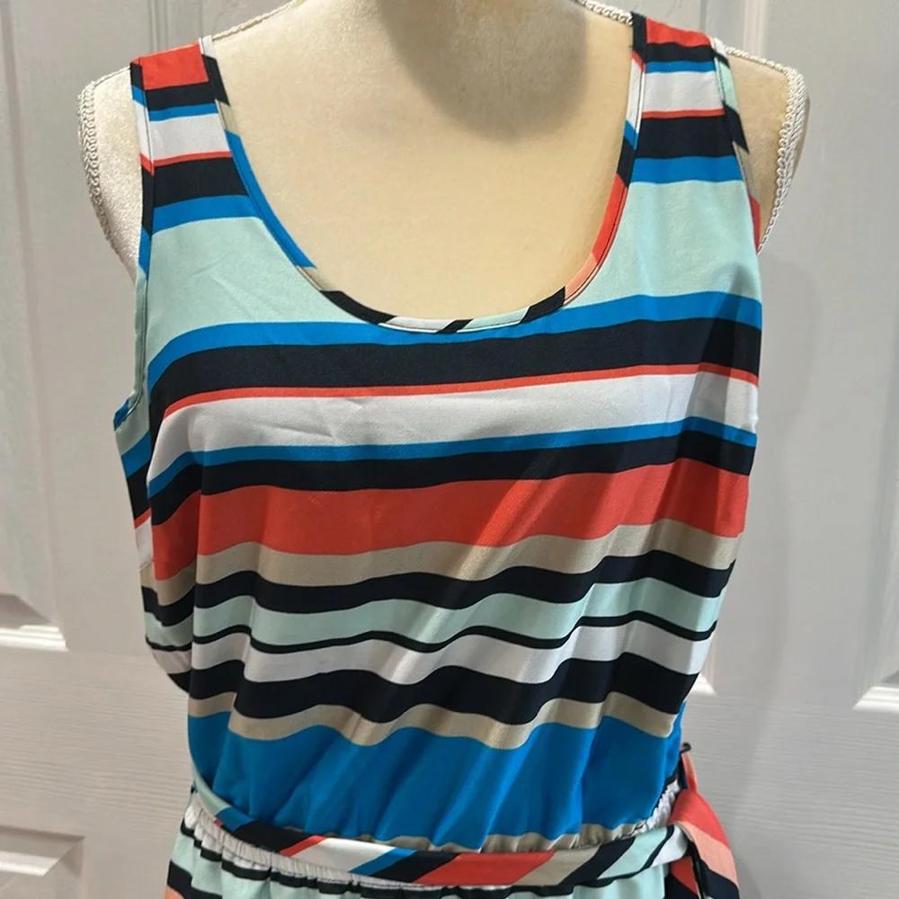 Banana Republic Striped Sleeveless Dress with Belt Size 8 - Picture 2 of 9